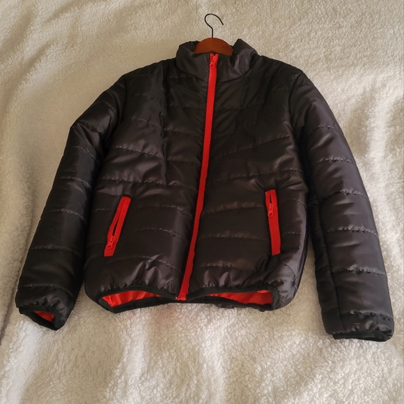 Han Ming Xuan Puff Jacket Gray and Red - Picture 1 of 4
